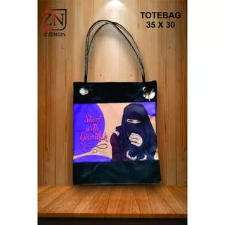 Totebag tali sumbu hijab Totebag hijabers Totebag hijabers resleting Totebag wanita motif hijab Totebag hijabers tali sumbu