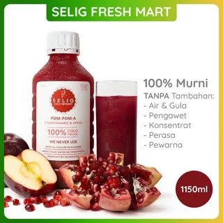 Cold Pressed Juice 100% Delima & Apel 1150ml Jus Buah POM-POM-A - Selig Fresh Mart