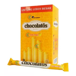 Chocolatos Wafer Roll Sweet Cheese Wafer Keju Panjang Rasa Keju Manis - 20pcs x 16gr