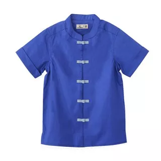 Baju Imlek anak laki laki / Kemeja anak / Baju Anak - I am Cotton Shirt Cheongsam Blue