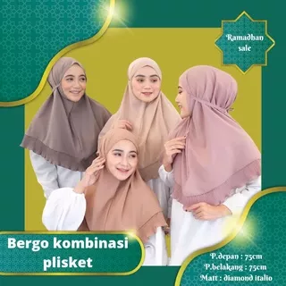 Bergo jilbab instan kombinasi plisket