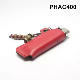 Dompet case korek gas kulit asli warna merah bead tengkorak PHAC400