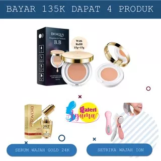 1 CUSHION BIOAQUA GOLD+ REFIL BONUS 1 SERUM WAJAH BIOAQUA DAN 1 SETRIKA WAJAH ION