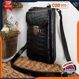 Tas hp kulit buaya wanita selempang cewek mini sling bag wanita kulit asli