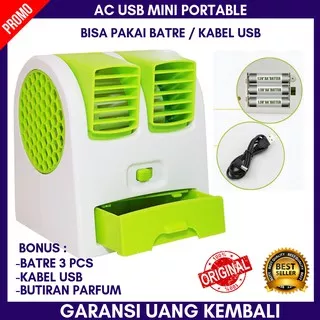 Kipas Angin AC Portable USB Mini Fan Double Blower Aroma Terapi
