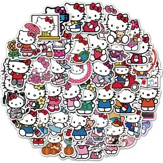 50pcs/set Stiker Anime Hello Kitty Anti Air Untuk Skateboard Gitar Motor Laptop Sepeda Anak