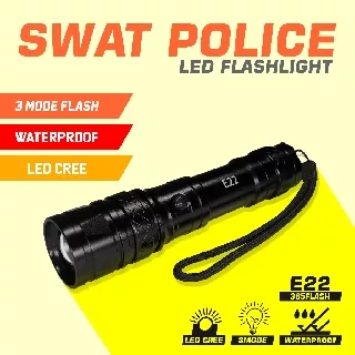 Senter SWAT Police E 22 Senter Zoom In/Out / LED CREE/ Senter Sepeda/ Waterproof