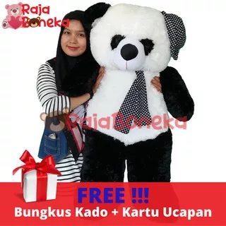 Boneka Panda Super Jumbo Besar 1 Meter Lebih Hitam Putih Lucu Bahan Halus Lembut Gratis Bungkus Kado