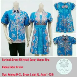 Sarimbit batik KD melati biru seragam batik keluarga kemeja dress batik modern batik kantor family