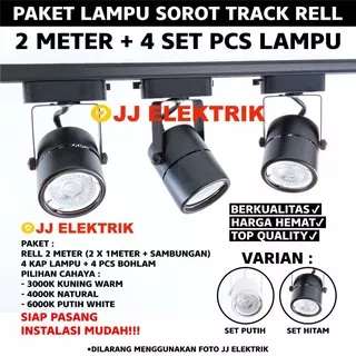 Paket lampu sorot 1 set isi 4 plus rel 2M LED Track Light Spotlight Rel Fitting