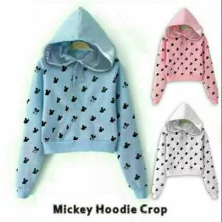 mickey hodie crop sweater trendy // sweater hoodie cewe // sweater hoodie babyterry // sweater hoodie cowo/cewe