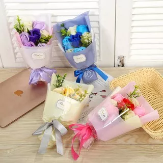 [ORGM] Buket bunga sabun 7 kuntum pink ungu biru