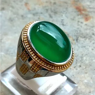 CINCIN TANAM BATU AKIK IJO GARUT / HIJAU GARUT / OHEN / EHON CRYSTAL MEDIUM SIZE