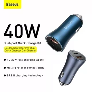 Baseus Original Car Charger Mobil Golden Contactor Pro 40W 3A Fast Charging USB Type C Saver Casan XiaoMi Samsung Oppo Vivo Iphone