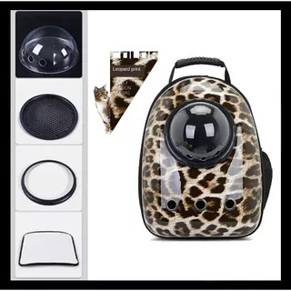 HOT!! Tas Ransel Astronot Motif Leopard  Murah  Pet Carrier Cargo Backpack Medium Dog Cat Leopard