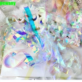 PEWANY Colorful Aurora Broken Glass Foils Holographic Glass Mirror Paper Nails Art Decoration Mirror Glitter Decal Transfer Paper DIY Nail Stickers Laser Cellophane Nail Foil Film