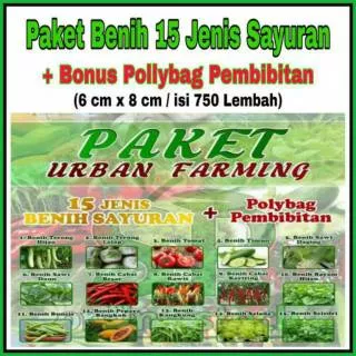 PROMO Paket Benih Sayuran Eceran 15 Jenis + Polybag Pembibitan