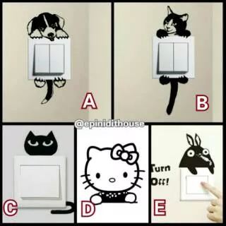 STIKER TOMBOL LAMPU SAKLAR LAMPU DECAL STICKER Hiasan Pajangan Dinding Dekorasi Home Decor Zaman Now