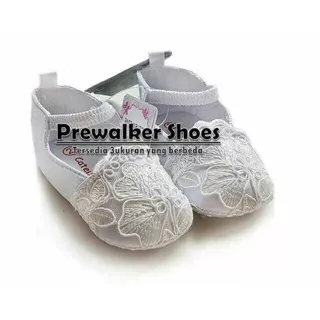 Prewalker baby girl shoes sepatu bayi cewek brokat bunga putih white flower catell love