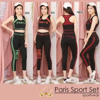 PARIS SPORT SET setelan baju senam wanita legging senam zumba aerobic yoga