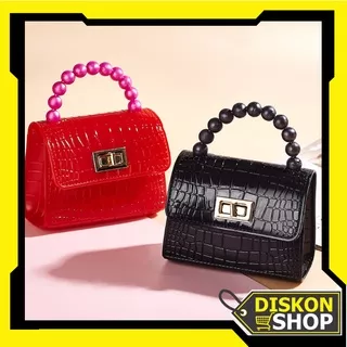 Diskon Shop - T5155 Tas Selempang Motif Kulit Buaya / Tas Selempang Mutiara / Tas Wanita Fashion