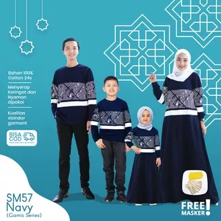 Baju Couple Keluarga Gamis Series Sarimbit Family Seragam Ayah Bunda Anak Cowok Cewek Bahan Kaos Cotton Combed 24s Shafamarwa 57 Navy