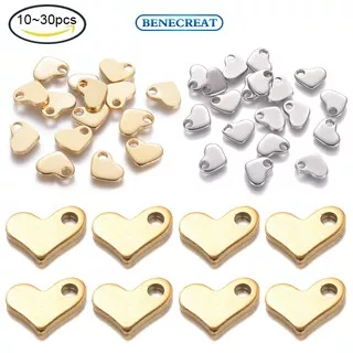 Benecreat 20PCS 304 Stainless Steel Charms Chain Extender Drop Heart Golden 6x7x1.5mm Hole: 1.6mm