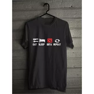 Kaos Tshirt Baju Combed 3 Distro EAT SLEEP DOTA 2 REPEAT Game polos custom indonesia pria wanita cod