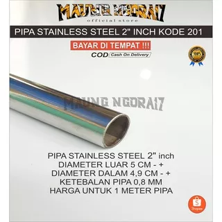 Pipa stainless steel / Pipa 2 x 1Mtr Bulat Stainless steel / Pipa bulat 1meter stainless steel