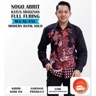 Batik Pria Lengan Panjang Katun Sragenan Premium Katun Sragenan Solo Motif NOGO ABRIT Baju Kondangan Pria Murah Terlaris