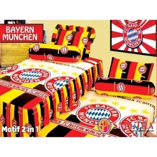 Sprei single Twin 2 In 1 Katun karakter Bola Bayern Munchen ukuran 120X200 Plus 2 sarung Bantal + 2 Sarung Guling - Seprei Anak Merk Saputra Murah / Sprei Rumbai 120cm x 200cm Motif Bola - Sprei Fitted 120cmx200cm + sarung Bantal Guling Murah