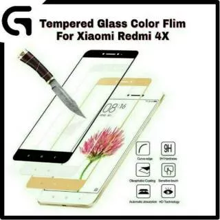 Tempered glass warna redmi 4x / Anti gores kaca full screen