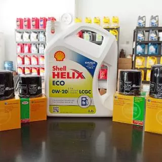 Shell Helix Eco 0w-20 Fully Synthetic & Filter Oli Aspira Astra. oli LCGC, Calya Sigra Agya Ayla dll