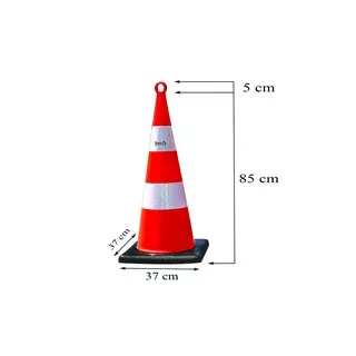 Traffic Trafic cone pembatas jalan kerucut Orange with hole alas hitam 85 cm SAGAS