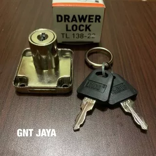 Kunci lemari TACO drawer lock TL 138-22 pintu laci murah kerangka padat bukan huben hl 22mm hardware