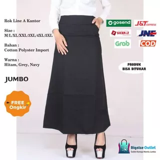 Rok Hitam Panjang Polos Wanita A Line A JUMBO | COD Rok Panjang Wanita Muslimah Big size 5L, 4L,3L,2L ,XL,L,M Formal Office Skirt Woman Rok Kerja Wanita Warna Hitam Navy Grey