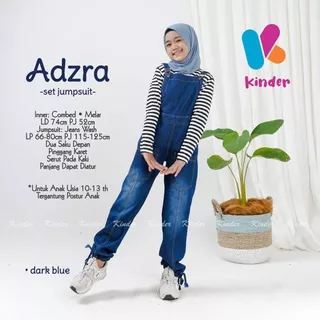 Adzra One Set Setelan Jumpsuit Overall Celana Anak Cewe Jeans Lp 66-88 Usia 10-13 Th By Kinder