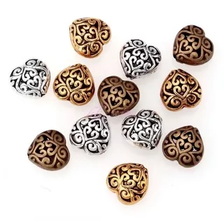 Big Hole Zinc Alloy Hollow Out Heart Shape Metal Beads For Needlework Fashion Charm For Jewelry Finding Diy 14x14mm 20pcs /lot