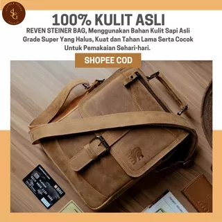 Tas Selempang Kulit Pria Reven Steiner Sling Bag Branded Original Kulit Sapi Asli Premium