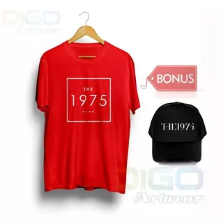kaos tshirt the 1975 band baju premium pria cotton combed bonus topi exclusife