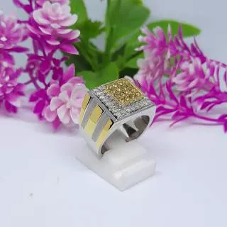 CINCIN BATU NATURAL YELLOW SAFIR + NATURAL BERLIAN EROPA . PERAK HANDMADE.