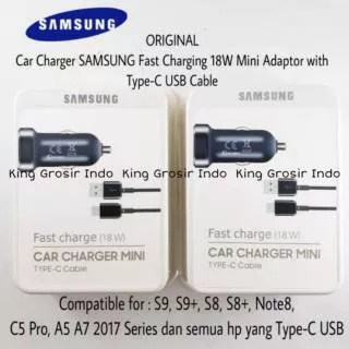 Car Charger Samsung Fast Charging 18 W S8, S8+, S9, S9+, S10, S10+, Note8 Note9 Type C Original 100%