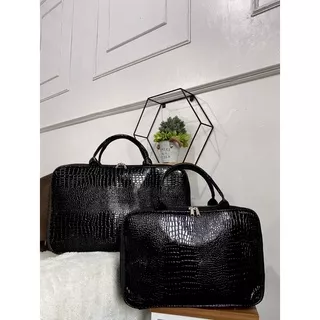 TAS KOPER TAS TRAVEL TAS WANITA TAS KOPER MINI TAS CROCO BLACK PREMIUM