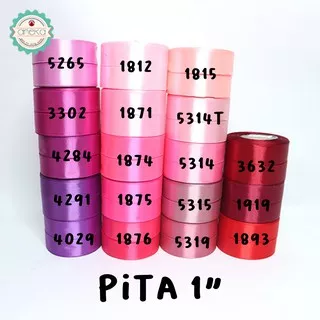 Pita Satin / Silk Satin Ribbon - 1 - 2.5 cm - PER GULUNG (25yard/roll) Pink, Ungu, Merah