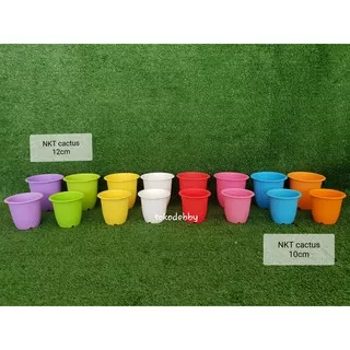 Pot Bunga Plastik NKT Cactus 10cm  Warna Warni