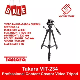 Takara VIT-234 Video Pan Head Tripod for Camcorder DSLR Mirrorless VIT 234