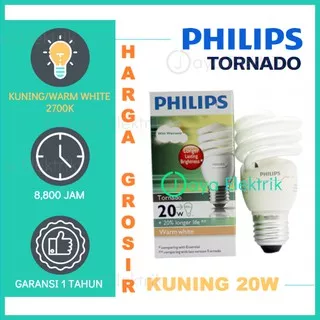 Lampu Philips Tornado 20W 20 Watt 20Watt 20 W Kuning Warm White Grosir - Lampu Spiral Hemat Energi