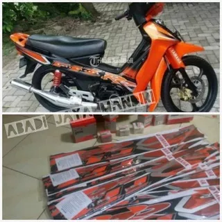 Stiker Lis Striping body Yamaha Fizr F1zr Oren Hitam 2002 2003 Asli Yamaha Full set