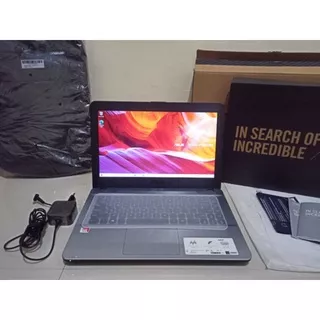 Laptop Second Like New -  Asus X441BA SilverWindows 10 Ori Bukan Bajakan
Amd A4-9125
Radeon R3 Graphics
Ram 4GB ddr4
HDD 1T(Ori Bawaan Asus)
Fullset (Unit, Charger, Tas)