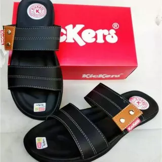 Sandal Slide Kickers Casual Slop Pria kulit Trendy Terbaru (SL-09-HT)